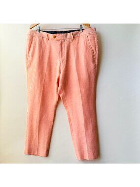 Todd Snyder Mens Linen Dress Pants 38x32 Salmon Pink Flat Front Tapered K69